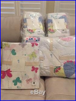 7pc Pottery Barn Kids Lucy Butterfly Full Quilt 2 Standard Shams