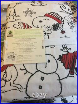$139 Peanuts ORGANIC Snoopy FULL Pottery Barn kids Sheet set Holiday Christmas