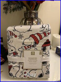 $189 Peanuts Snoopy FULL / QUEEN Pottery Barn BED Duvet Cover Holiday Christmas