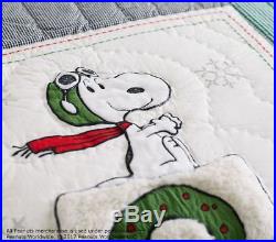 $199 Peanuts Snoopy Pottery Barn kids quilt Twin Holiday Christmas dog beagle np