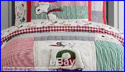$199 Peanuts Snoopy Pottery Barn kids quilt Twin Holiday Christmas dog beagle np