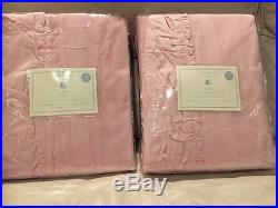 2 NWT Pottery Barn Kids Lucy Velvet blackout drapes 44x96 light pink ruffle trim