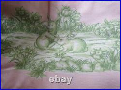 2 Pottery Barn Toile Gingham Drape Curtain Pink Green Woodland Rabbit Kids Rare