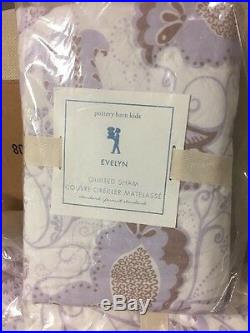 2pc NWT Pottery Barn Kids Evelyn Butterfly quilt Standard Sham twin Lavender