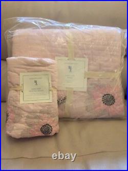 2pc Pottery Barn Kids ADELAIDE Floral Twin Quilt Euro Sham Butterfly Flower