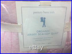2pc Pottery Barn Kids Organic Jersey Scalloped Quilt Standard Sham Twin Pink
