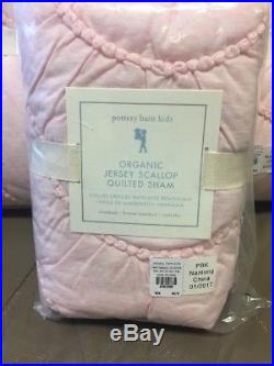 2pc Pottery Barn Kids Organic Jersey Scalloped Quilt Standard Sham Twin Pink