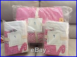 3pc Pottery Barn Kids Kitty Full/Queen Quilt With2 Standard Shams Pink Cats NWT