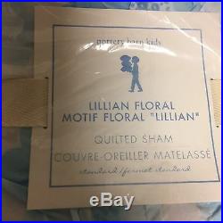 3pc Pottery Barn Kids Lillian Floral Flower Quilt Standard Shams Blue Full Queen