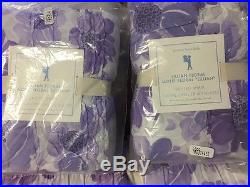 3pc Pottery Barn Kids Lillian Floral Full Queen Lavender Quilt Standard Shams