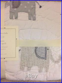 3pc Pottery Barn Kids Toddler Baby Elephant Taylor Crib Quilt/sham/Sheet Nursery