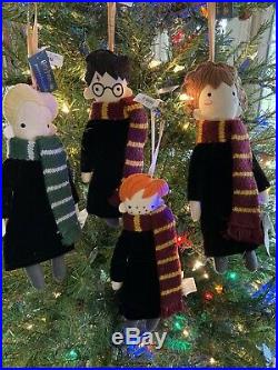 4 Pottery Barn HARRY POTTER HermioneRonDraco Christmas Ornaments Holiday NEW