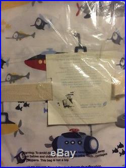 4p Pottery Barn Kids Gavin Submarine Fish Ocean Sheet Set Blue Red Grey Full NWT