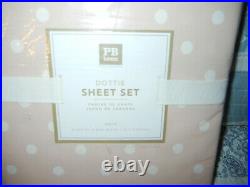 4pc Pottery Barn Dottie Powder Blush Pink Dot Cotton Queen Sheet Set NEW