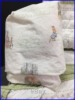 4pc Pottery Barn Kids Crib QUILT Bumper SHEET Skirt PETER RABBIT Beatrix Potter