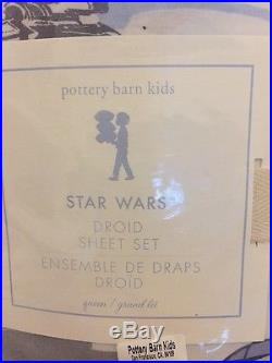 4pc Pottery Barn Kids Star Wars Cotton Droid Queen Sheet Set New
