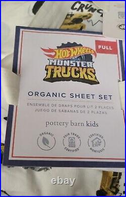 4pc Set New Pottery Barn Kids Hot Wheels Monster Trucks Full Sheet