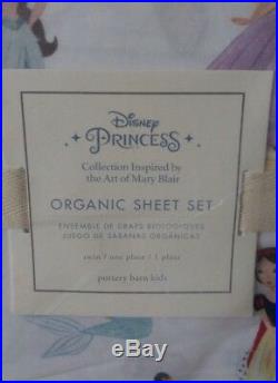 5Pc Pottery Barn Kids DISNEY PRINCESS Organic Twin Sheet Duvet & Standard Sham