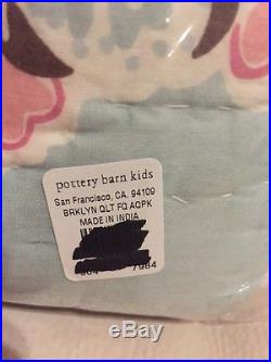 7pc Pottery Barn Kids Brooklyn Queen Quilt Standard Shams Sheet Set Pink/Aqua Q