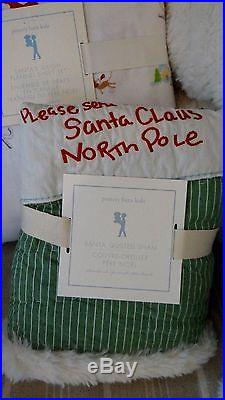 7pc Pottery Barn Kids Holiday Santa Quilt 2 shams Sheet set QUEEN Christmas