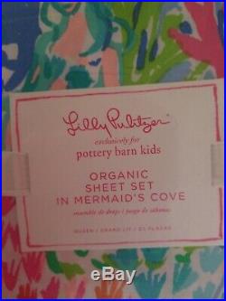 Bnip Lilly Pulitzer Pottery Barn Kids/teen Queen Sheets Set Mermaid's Cove