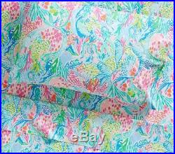 Lilly Pulitzer Pottery Barn Kids Organic Mermaid Cove Sheet Set QUEEN