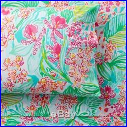 Lilly Pulitzer Pottery Barn Kids Organic Orchid/ Via Flora Sheet Set QUEEN