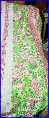 Lilly Pulitzer Pottery Barn Kids Reversible Comforter Full/Queen Pink Green Whit