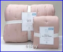 NEW Pottery Barn KIDS Amelia Tencel TWIN Quilt with1 EURO ShamDUSTY ROSE PINK
