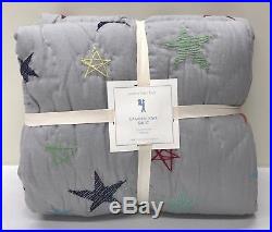 NEW Pottery Barn KIDS Camden Star Embroidered TWIN QuiltGRAY