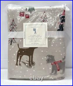 NEW Pottery Barn KIDS Holiday Dog Flannel FULL Sheet Set withPillowcases