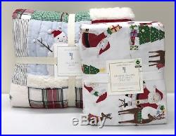 NEW Pottery Barn KIDS Jolly Santa Christmas FULL Quilt & FULL Flannel Sheet Set