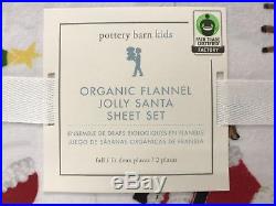 NEW Pottery Barn KIDS Jolly Santa Christmas FULL Quilt & FULL Flannel Sheet Set