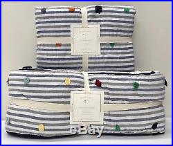 NEW Pottery Barn KIDS Julian Stripe Dot Crib Quilt & Bumper Baby Bedding Set