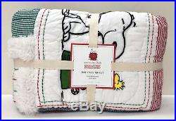 NEW Pottery Barn KIDS Peanuts Snoopy Holiday Christmas TWIN Quilt