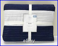NEW Pottery Barn KIDS Rugby Stripe TWIN QuiltNAVY BLUE