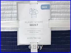 NEW Pottery Barn KIDS Rugby Stripe TWIN QuiltNAVY BLUE