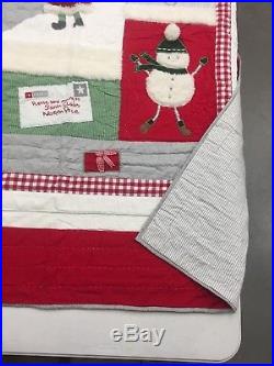NEW Pottery Barn KIDS Santa Holiday FULL/QUEEN Quilt withEURO ShamChristmas