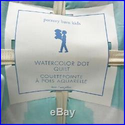 NEW Pottery Barn KIDS Watercolor Dot Spot TWIN Quilt withSTANDARD ShamAQUA