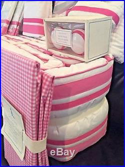 NEW Pottery Barn Kids 10pc Set Bright Pink Harper Crib Quilt Bumper Sham Sheet +