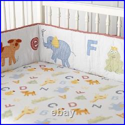 NEW Pottery Barn Kids 4pc ALPHABET SOUP Animals Crib Quilt Baby Bedding dog
