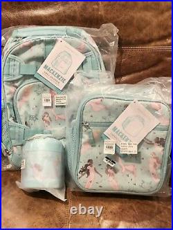 NEW Pottery Barn Kids Aqua Magical Mermaid Small Backpack, Lunch Box, Thermos