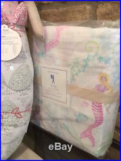 NEW Pottery Barn Kids Bailey Mermaid Queen Sheet Set Duvet Pillow
