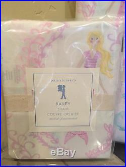 NEW Pottery Barn Kids Bailey Mermaid Twin Duvet Cover And Standard Sham Coral