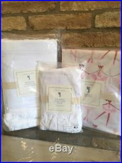 NEW Pottery Barn Kids Ballerina Twin Sheet Set White Ruffle Duvet Sham Set
