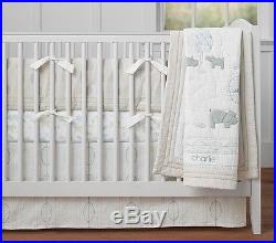 NEW Pottery Barn Kids Charlie Hippo Crib Quilt Bumper Sheet Pillow Unisex 5p Set