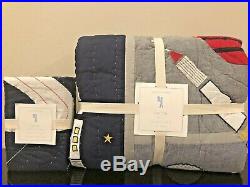 NEW Pottery Barn Kids Colton Astronaut Twin Quilt & Euro Sham Outer Space Rocket