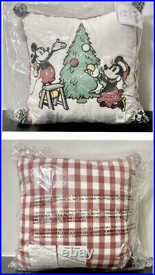 NEW Pottery Barn Kids Disney Mickey Mouse Holiday Christmas Pillow 16x16