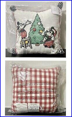 NEW Pottery Barn Kids Disney Mickey Mouse Holiday Christmas Pillow 16x16