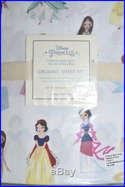 NEW Pottery Barn Kids Disney Princess ORGANIC SHEET SET 4 / 3 PC Twin Full Queen